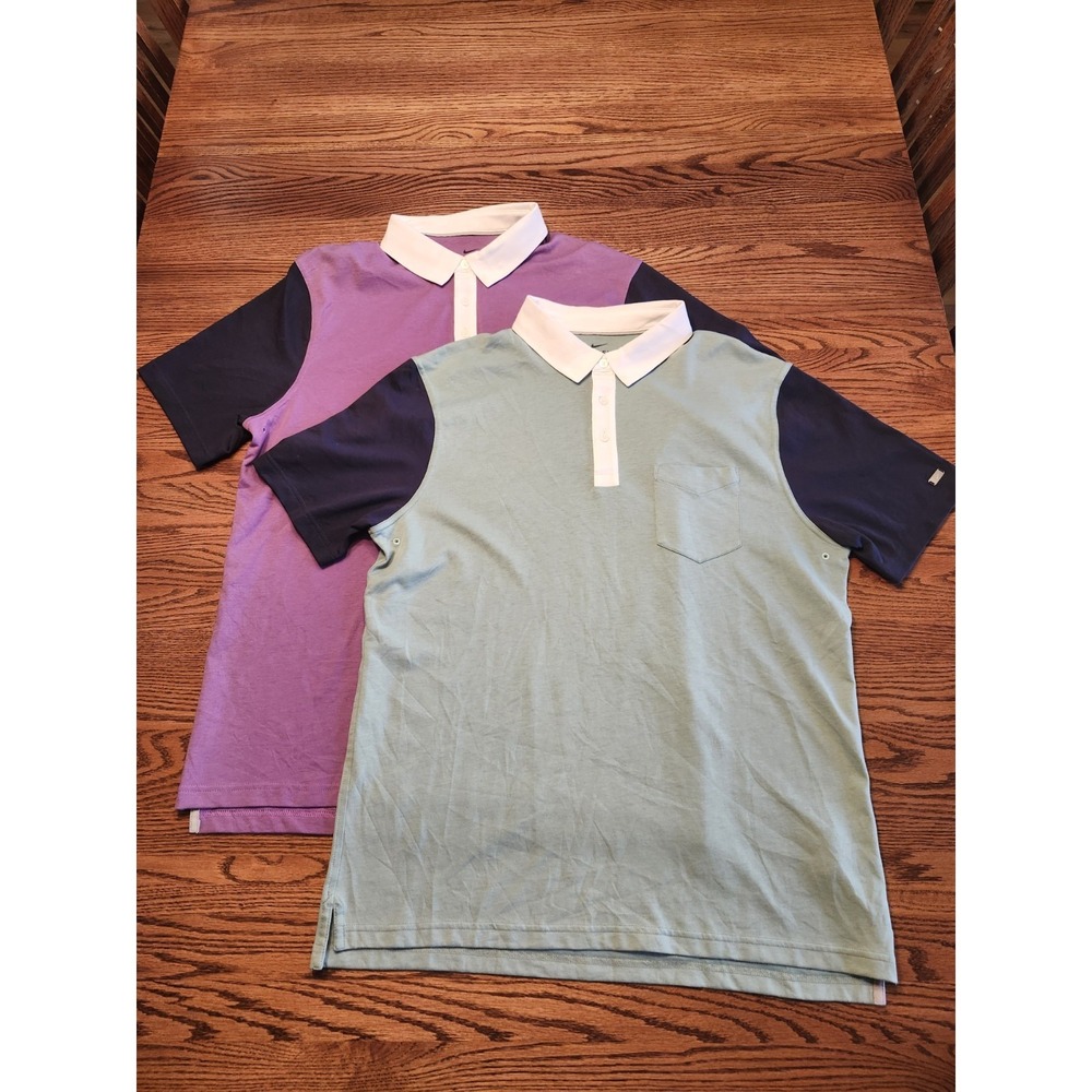 Nike Dri-Fit Player Golf Polo Tops Mens Large Color Block Lot Of 2